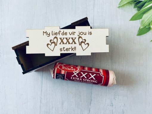 MDF Wooden box with wording and sweet