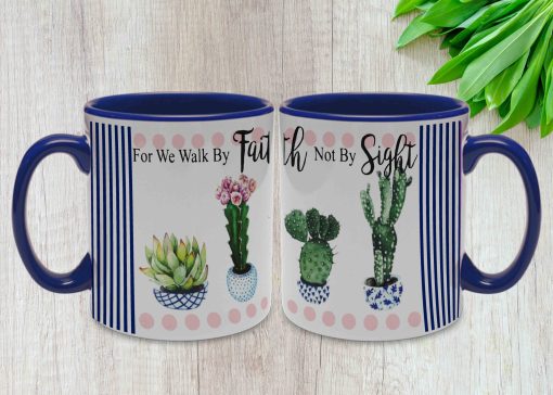 Navy-Succulent Theme Printed Mugs