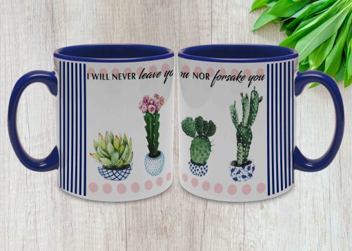 Navy-Succulent Theme Printed Mugs