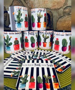 6x Cactus Mugs & 6 Coaster Combo Set