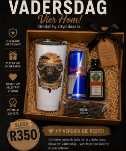 Vadersdag Trots Afrikaans Buffel tumbler geskenk stel R350