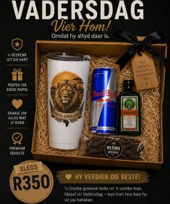 Vadersdag Trots Afrikaans Leeu tumbler geskenk stel R350