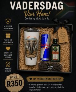 Vadersdag Trots Afrikaans Olifant tumbler geskenk stel R350