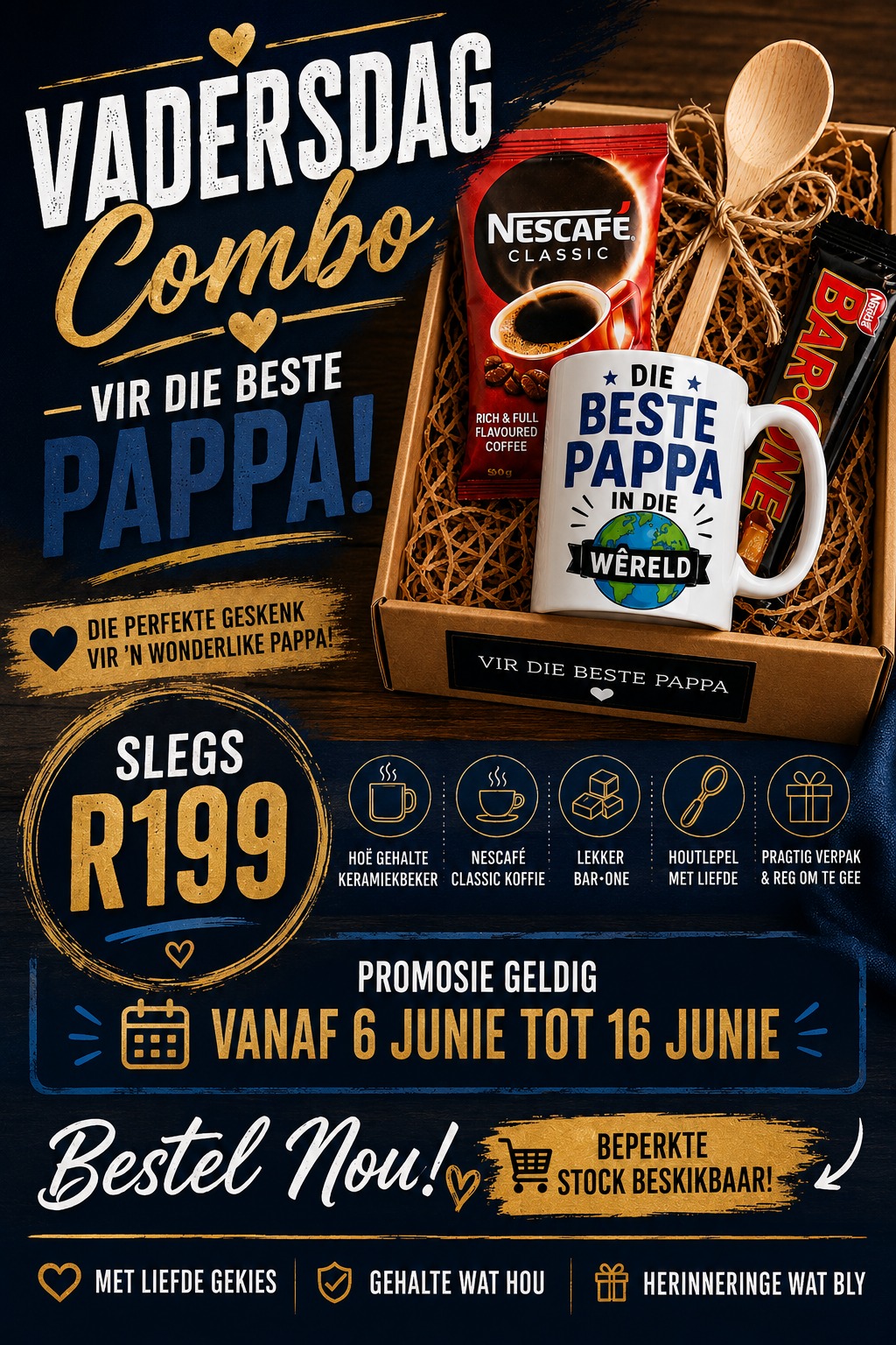 Vadersdag combo geskenk stel Die Beste Pappa in die Wêreld mug R199