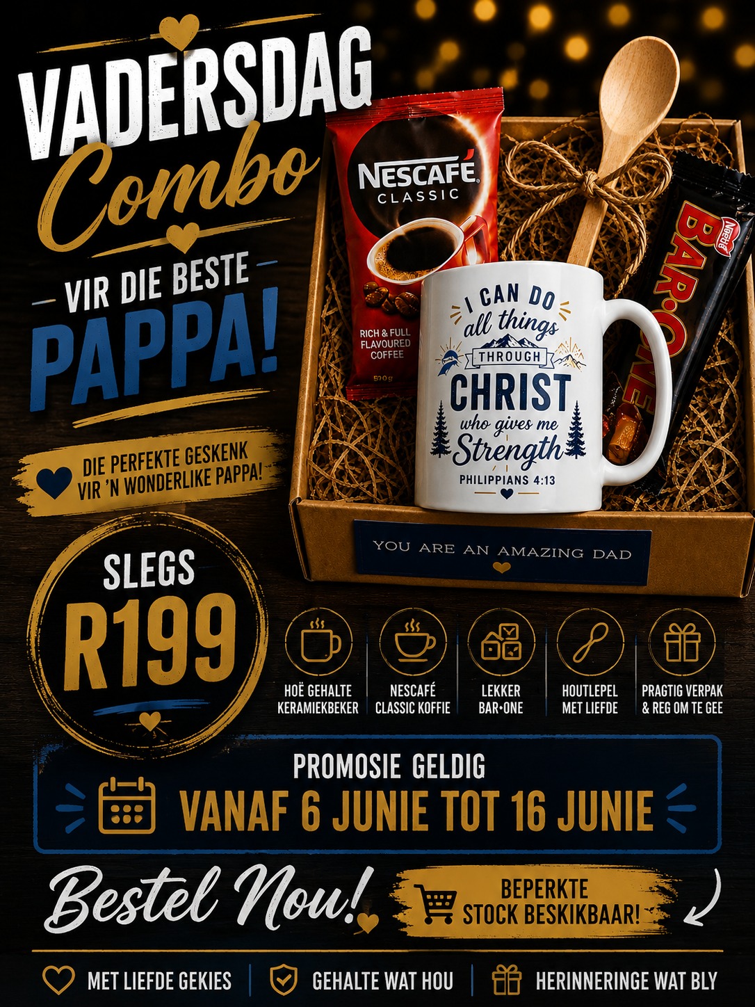 Vadersdag combo I Can Do All Things Through Christ mug gift set R199