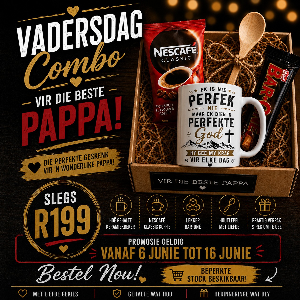 Vadersdag combo Ek is Nie Perfek Nie Perfekte God mug geskenk R199