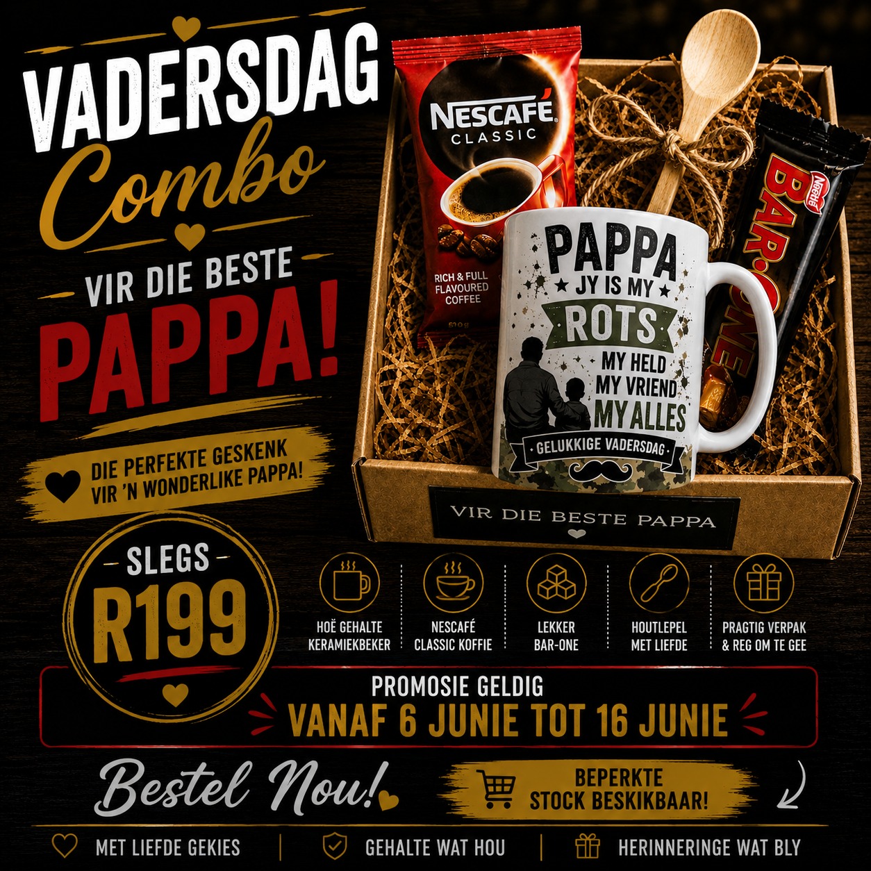 Vadersdag combo Pappa Jy is My Rots My Held mug geskenk R199