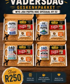 Vadersdag geskenkpakket premium mug koffie KitKat Ouma rusks R250 Quantum Printing
